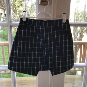Black Grid Asymmetrical Skirt